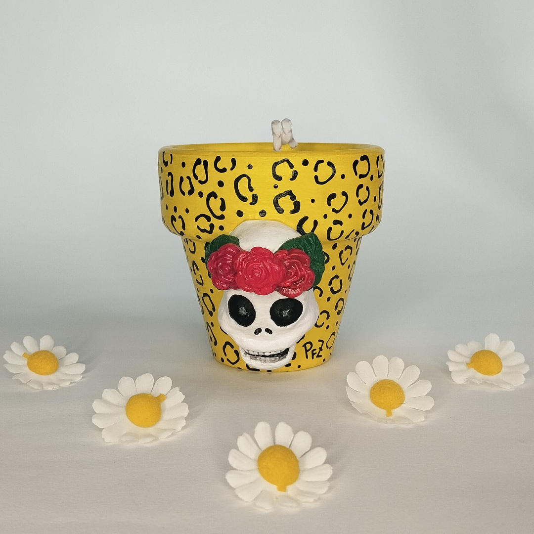 Maceta Vela 7cm Calavera Animal Print Leopardo