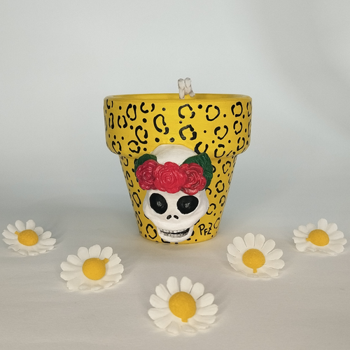 Maceta Vela 7cm Calavera Animal Print Leopardo